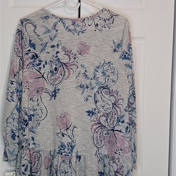 Style & Co Floral Peplum Henley Top NWT Sz 0X - Picture 5 of 10